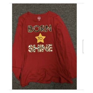 Wonder Nation Girl's Size 6 - 6X Red Born To Shine Long Sleeved Shirt Top, New
